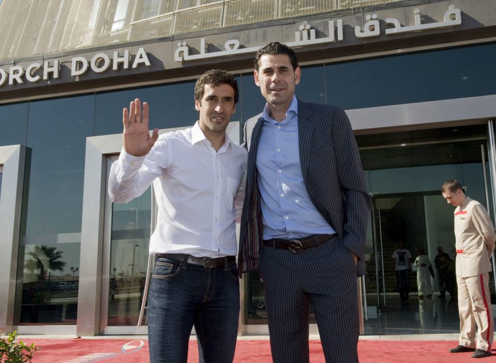 劳尔与耶罗现身多哈拜访西班牙国家队