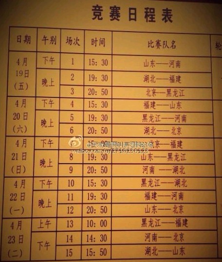 全运会男篮预赛重庆赛区赛程表.