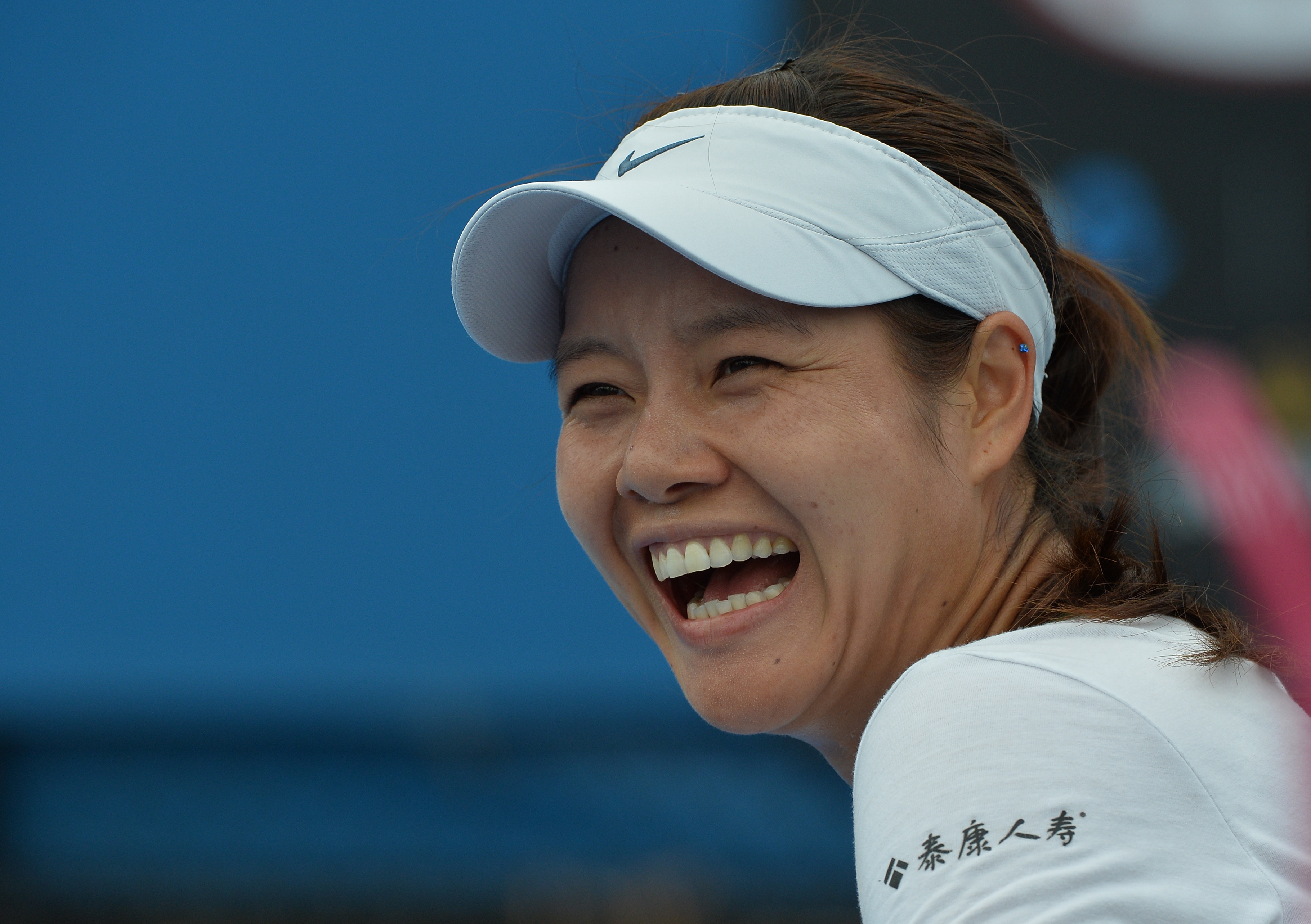 李娜澳大利亚网球公开赛练习时的笑容