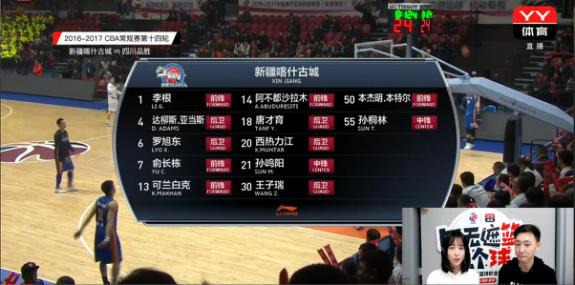 YY LIVE直播CBA 15轮广厦对广东