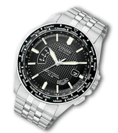 西铁城cb0020-50e光动能男士电波表,内部采用eco-drive h145光动能