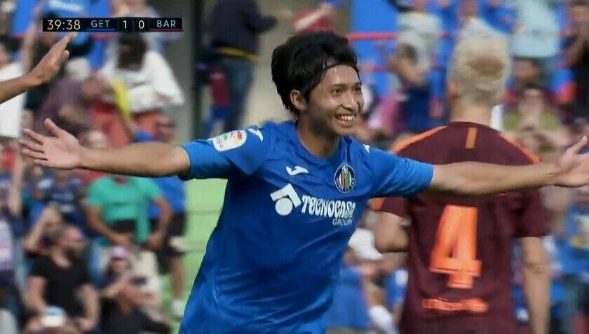 GIF：柴崎岳世界波破门！<a href=https://www.310bf.com/tags-%E5%B7%B4%E8%90%A8-0.html target=_blank class=infotextkey>巴萨</a>0-1落后