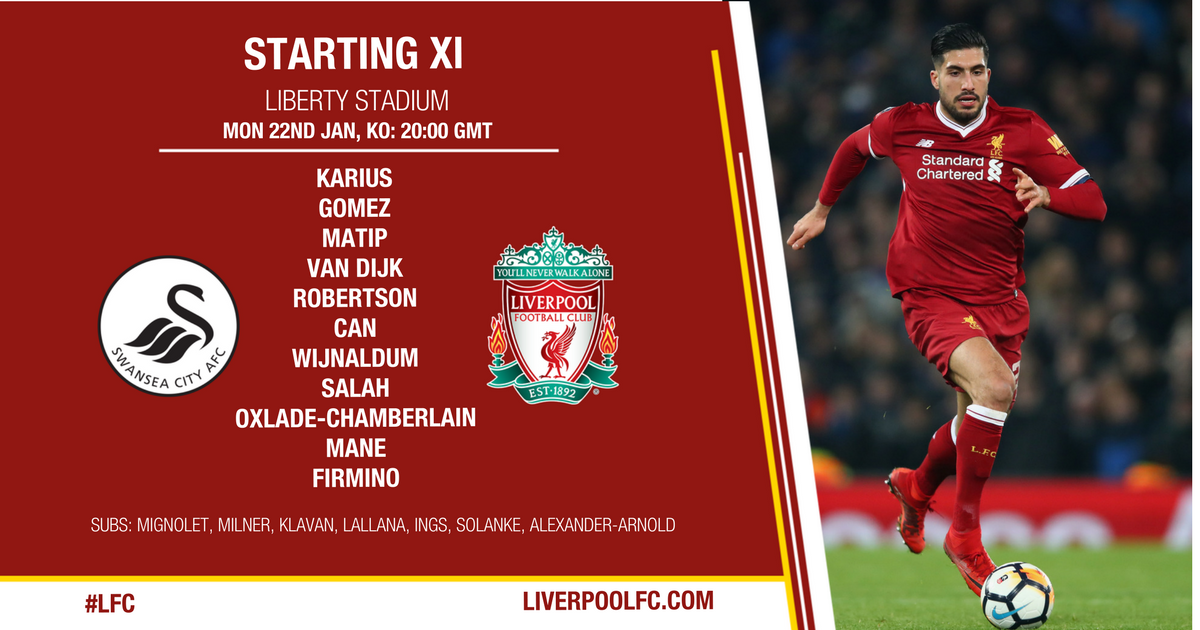 斯旺西vs利物浦首发：萨拉赫和马内领衔