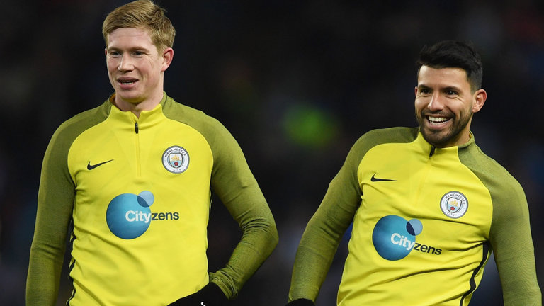 阿圭罗：很幸运自己站在德布劳内的身前