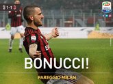GIF：博努奇反戈一击，米兰1-1尤文