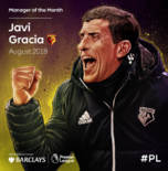 官方：沃特福德主帅格拉西亚当选英超8月最佳主帅