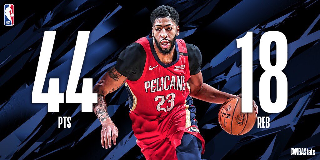 NBA官方评选今日最佳数据:戴维斯44 18当选