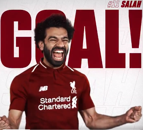 GIF：萨拉赫推射远角破门，利物浦3-0