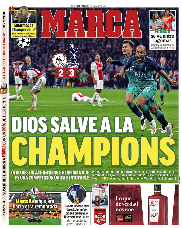 马卡报头版：上帝拯救了欧冠，又一场不可思议的逆转