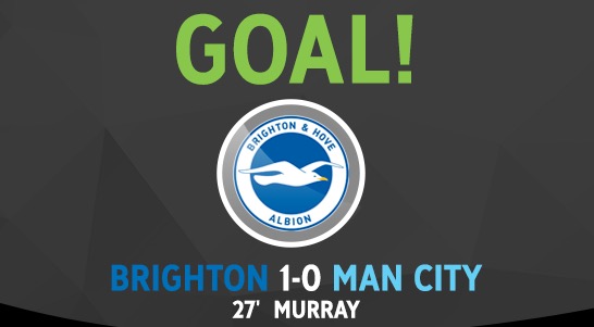 GIF：悬念来了？布莱顿破门，曼城0-1落后