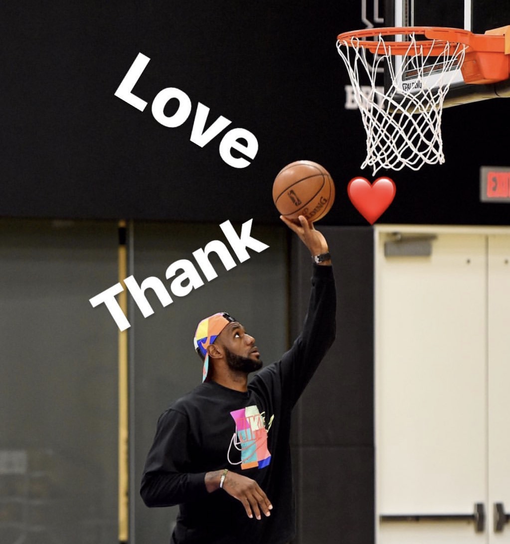 詹姆斯发布今日个人投篮照：热爱篮球，感谢篮球