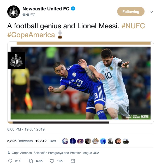 纽卡官推发巴拉圭中场和<a href=https://www.310bf.com/tags-%E6%A2%85%E8%A5%BF-0.html target=_blank class=infotextkey>梅西</a>同框照：足球天才和<a href=https://www.310bf.com/tags-%E6%A2%85%E8%A5%BF-0.html target=_blank class=infotextkey>梅西</a>