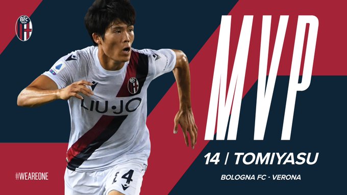 官方：数据亮眼，富安健洋当选博洛尼亚首轮MVP