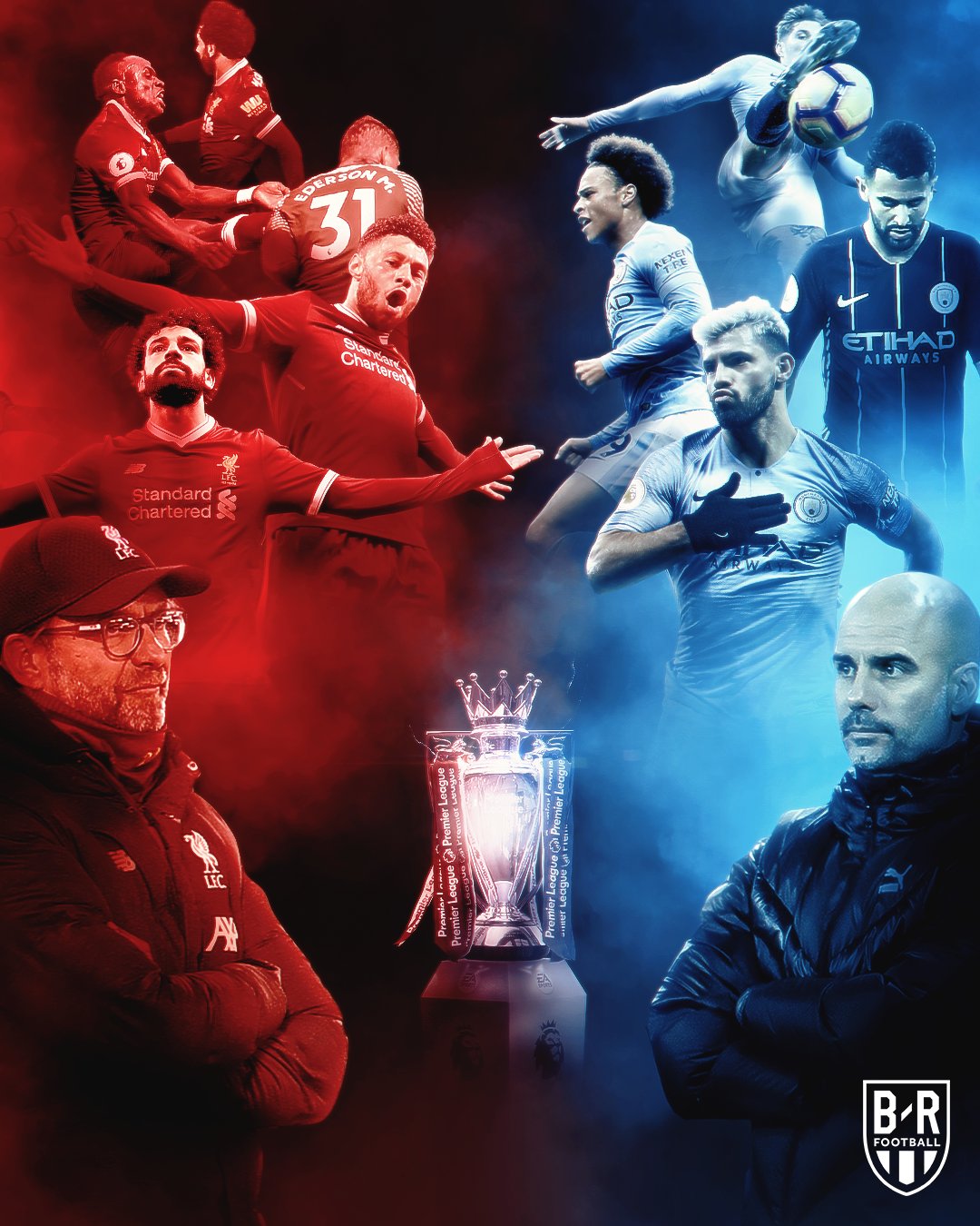 英超天王山之战一触即发,b/r发布创意海报