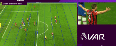 GIF：戈斯林精彩倒钩！VAR回放示意不越位，伯恩茅斯1-0