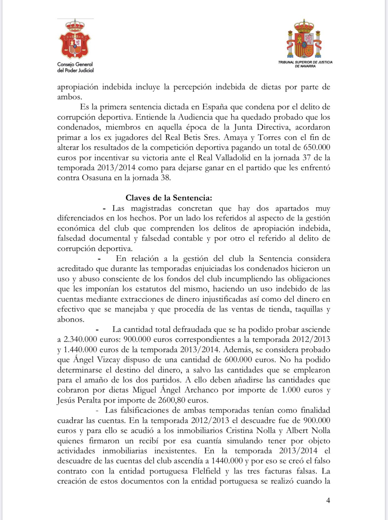 官方：奥萨苏纳假球案宣判，两名前贝蒂斯球员被判1年监禁