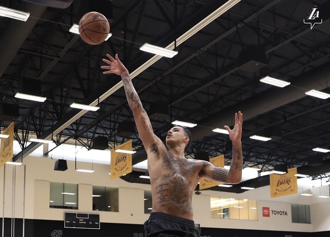 湖人官方发布凯尔-库兹马、丹尼-格林今日训练照