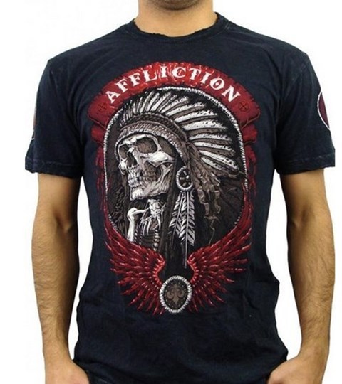 骚气!affliction印第安骷髅体恤衫